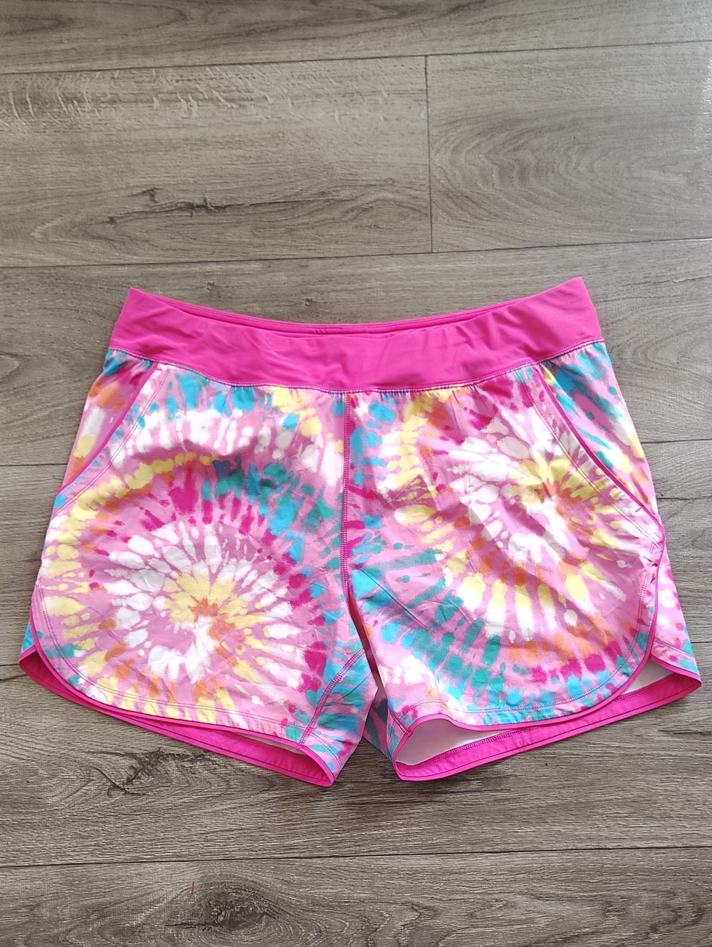 Lands' End Vibrant Pink Tie-Dye Athletic Shorts